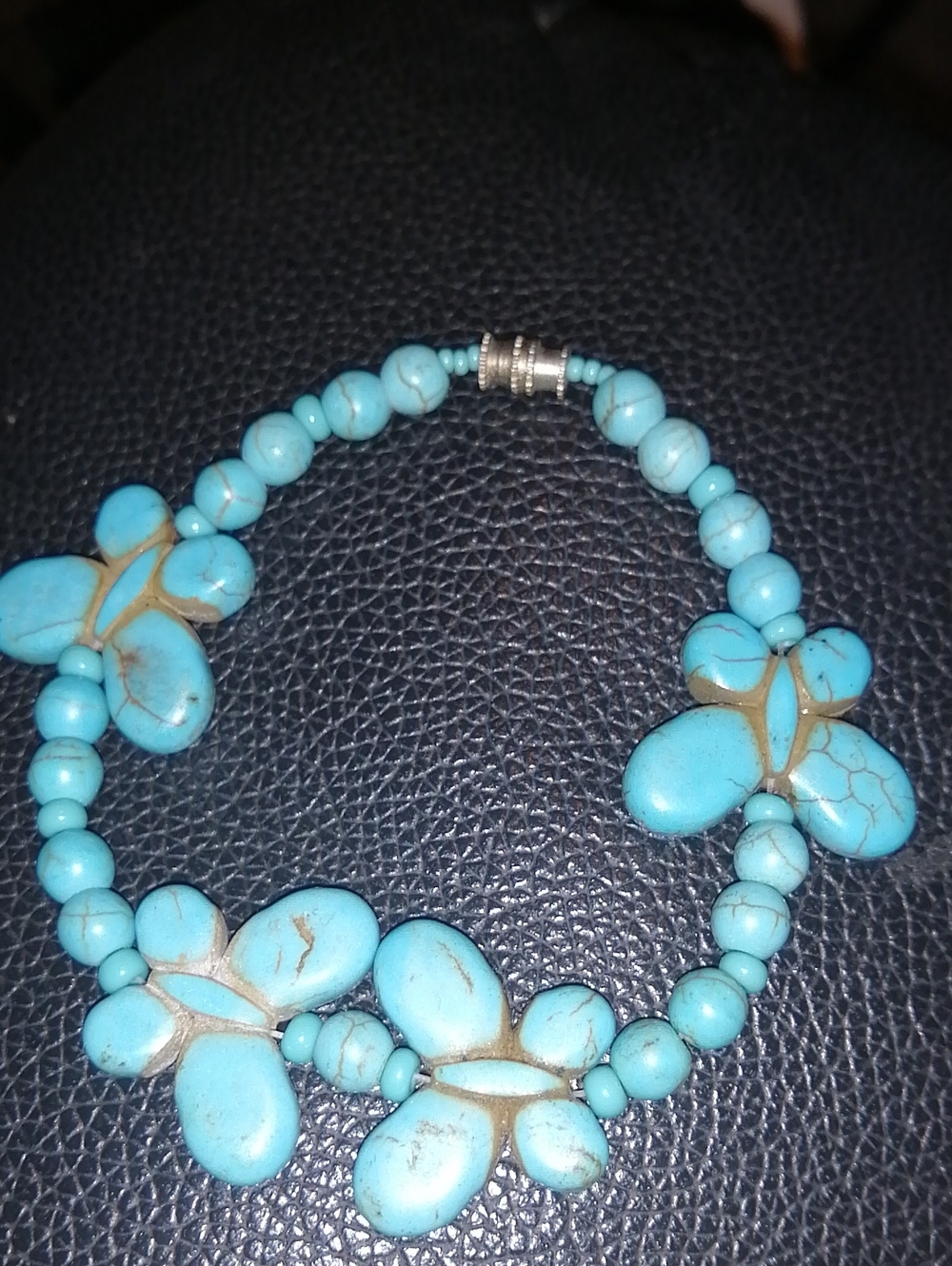 Turquoise Hawlite/Dyed Magnesite Butterfly Shape Bracelet